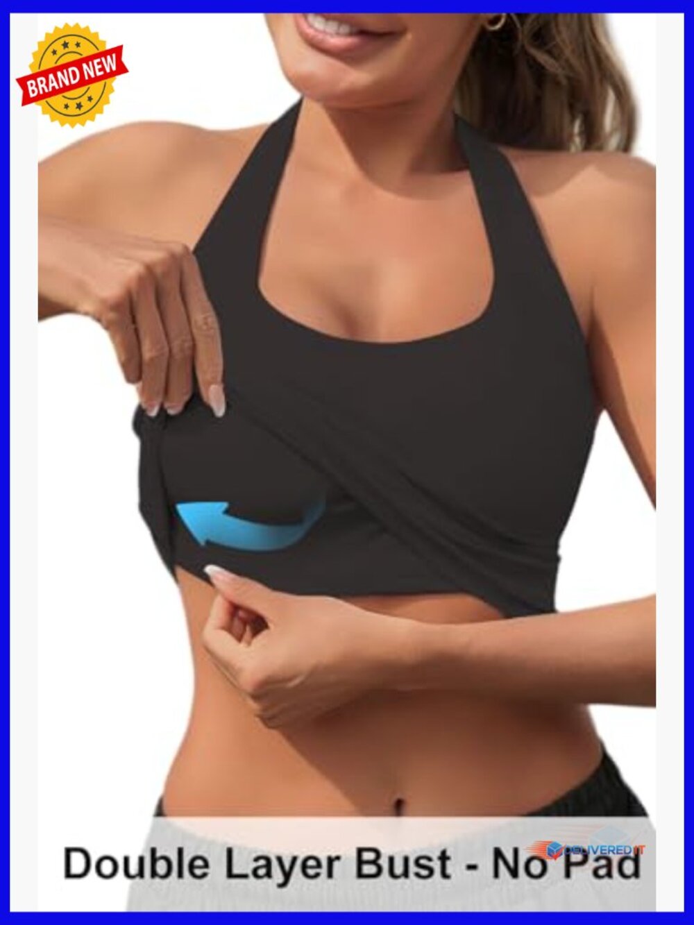 Sexy Halter Neck Backless Tank Top Stretch Fabric Workout Going Out - Picture 4 of 7